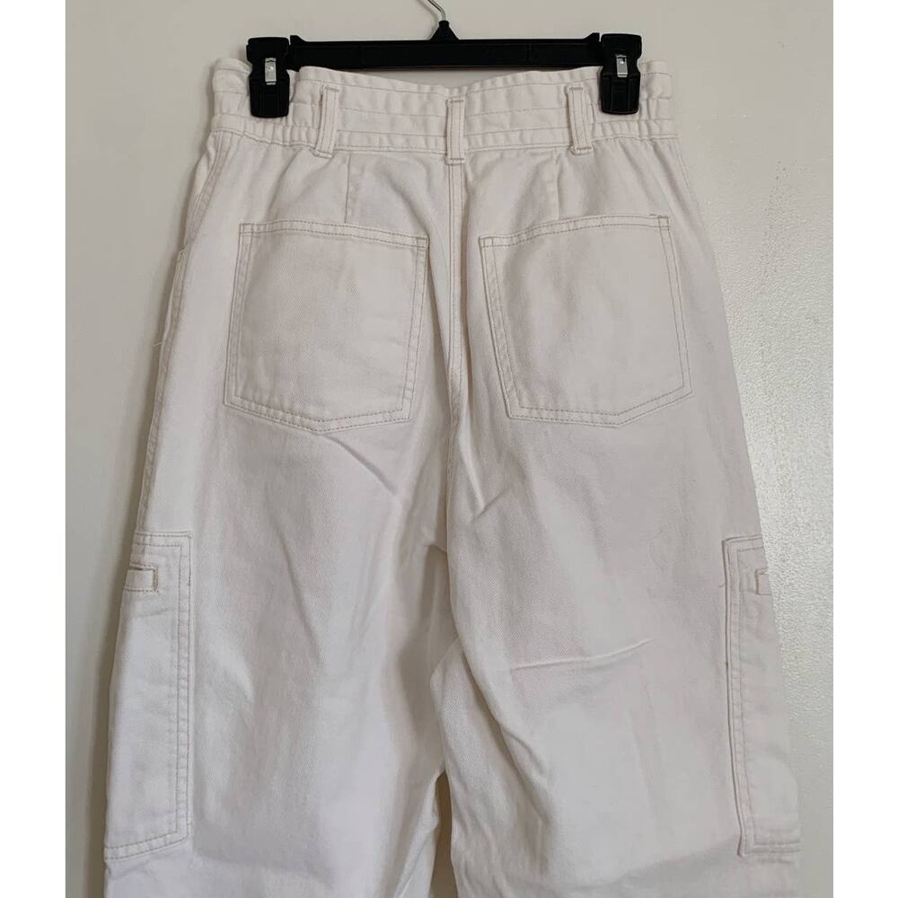 Cream H&M High Waisted Paper Bag Waist Cargo Pants 6 - Picture 4 of 6